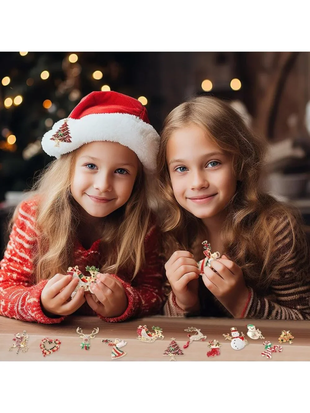 Festive 12-Piece Christmas Brooch Set for Women - Holiday Pins & Accessories